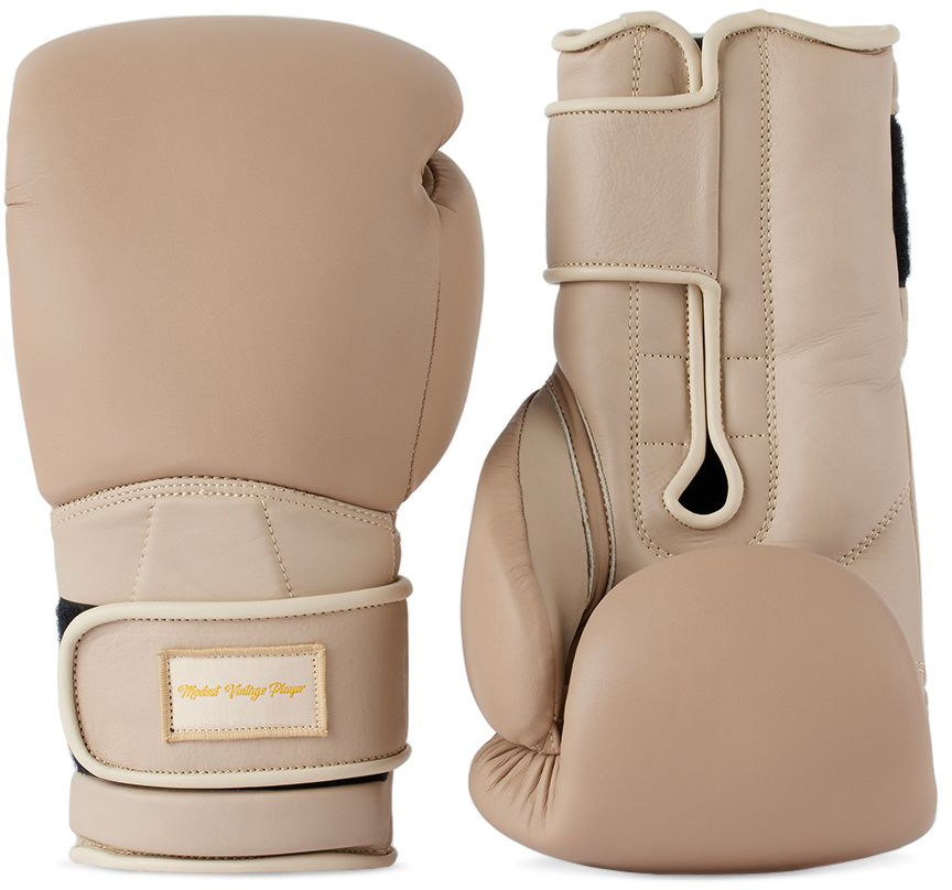 SSENSE Exclusive Brown & Khaki Pro Leather Boxing Gloves by Modest