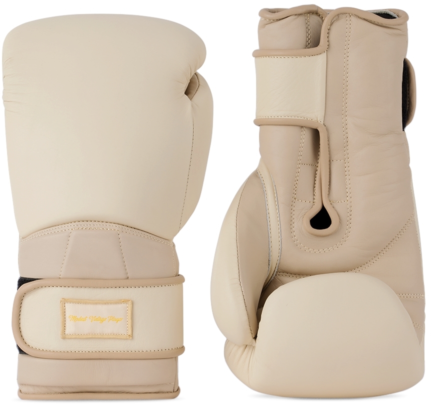 SSENSE Exclusive Off-White & Khaki Pro Leather Boxing Gloves