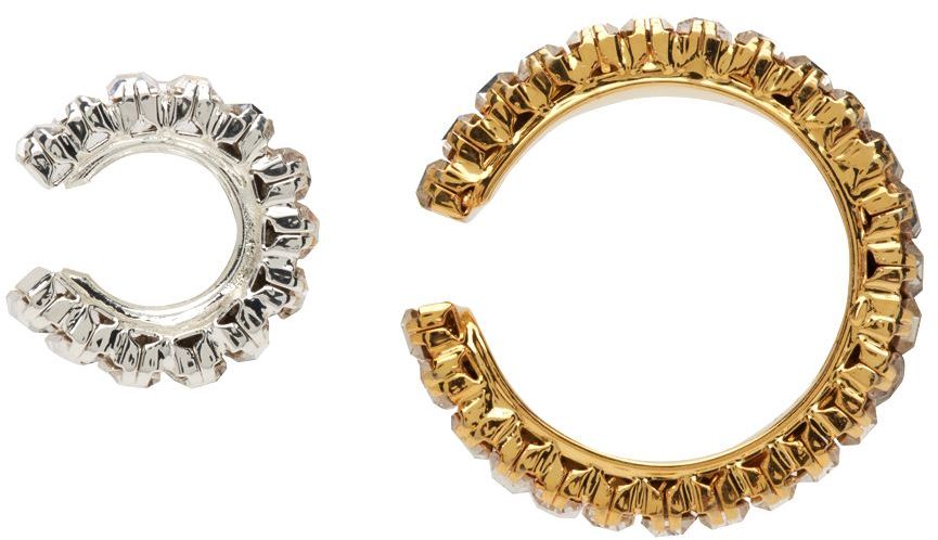 Magda Butrym Silver & Gold Asymmetric Baguette Ear Cuffs