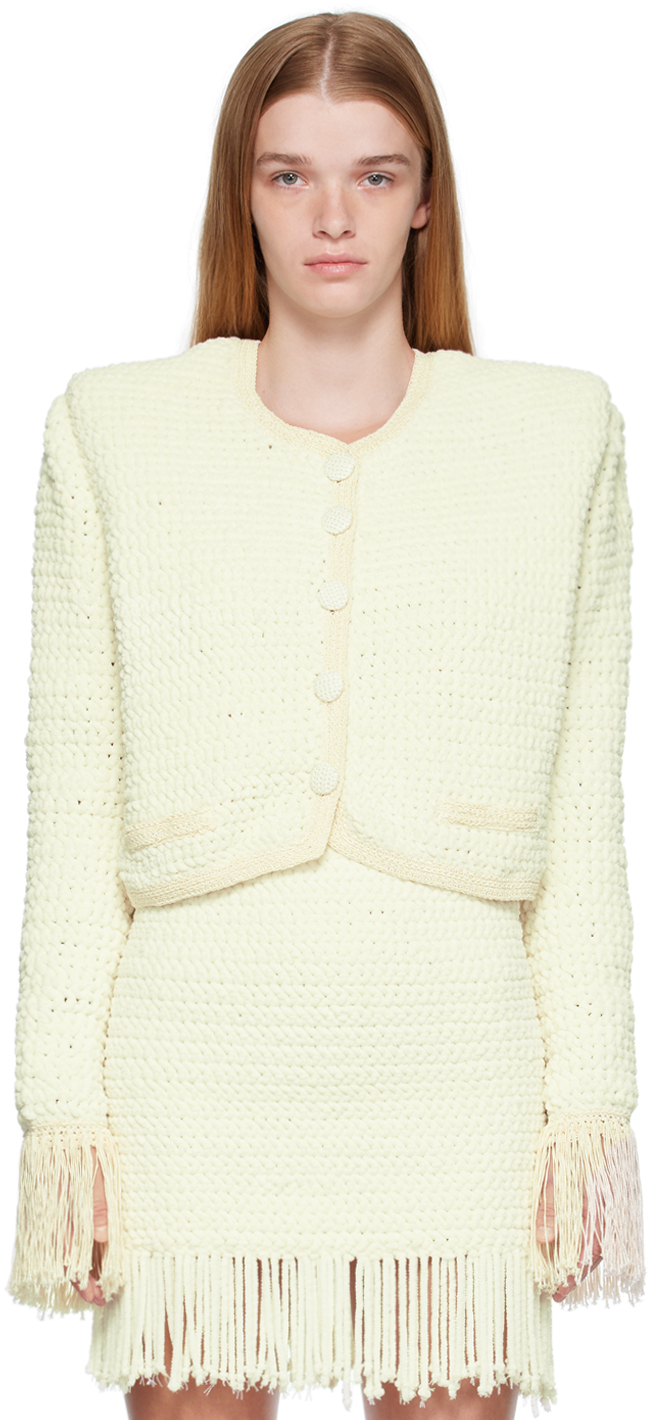 Magda Butrym White Crocheted Blazer