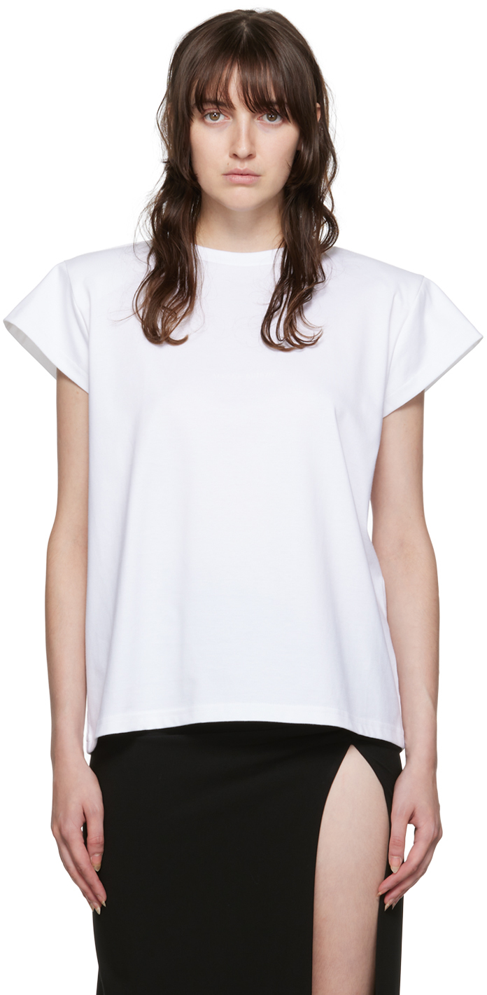 White Shoulder Pads T-Shirt by Magda Butrym on Sale