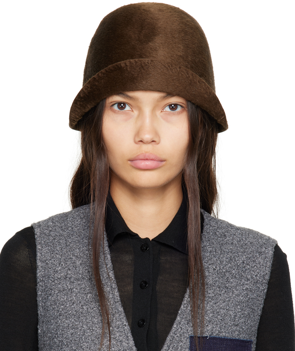 Mame Kurogouchi: Brown Felted Cloche Hat | SSENSE