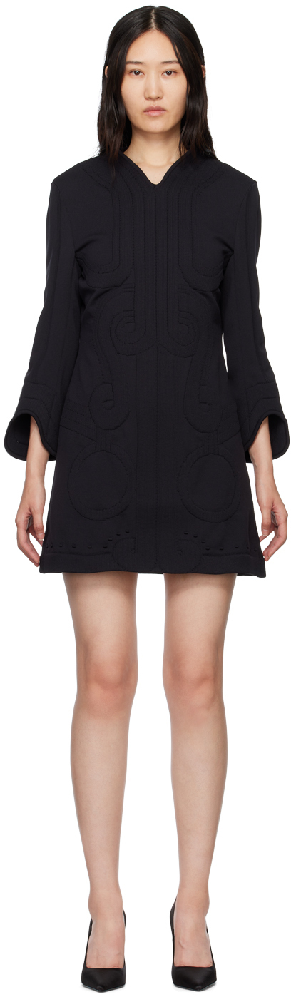 Mame Kurogouchi Black Jomon Pattern Minidress