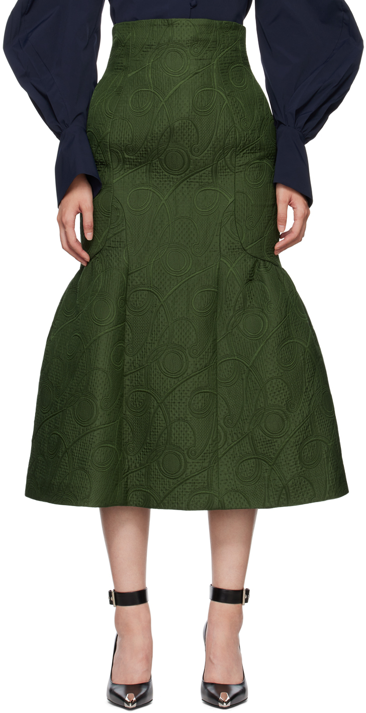 Green Jomon Arabesque Maxi Skirt