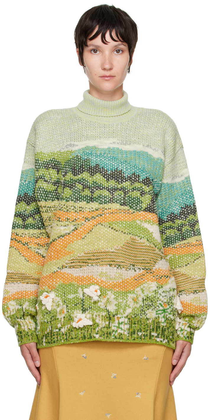 Mame Kurogouchi: Green Summer Sweater | SSENSE