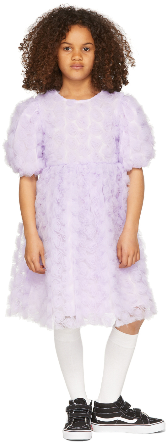 Luckytry Kids Purple Tulle Rose Dress