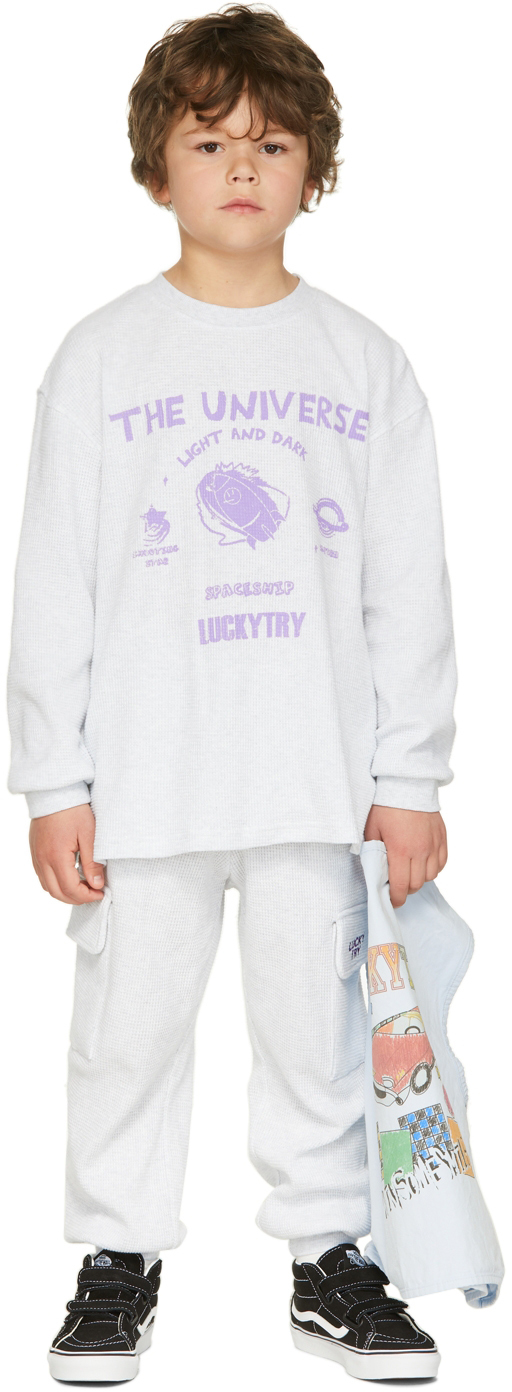 Luckytry Kids Grey Waffle Rocket T-shirt In Melange