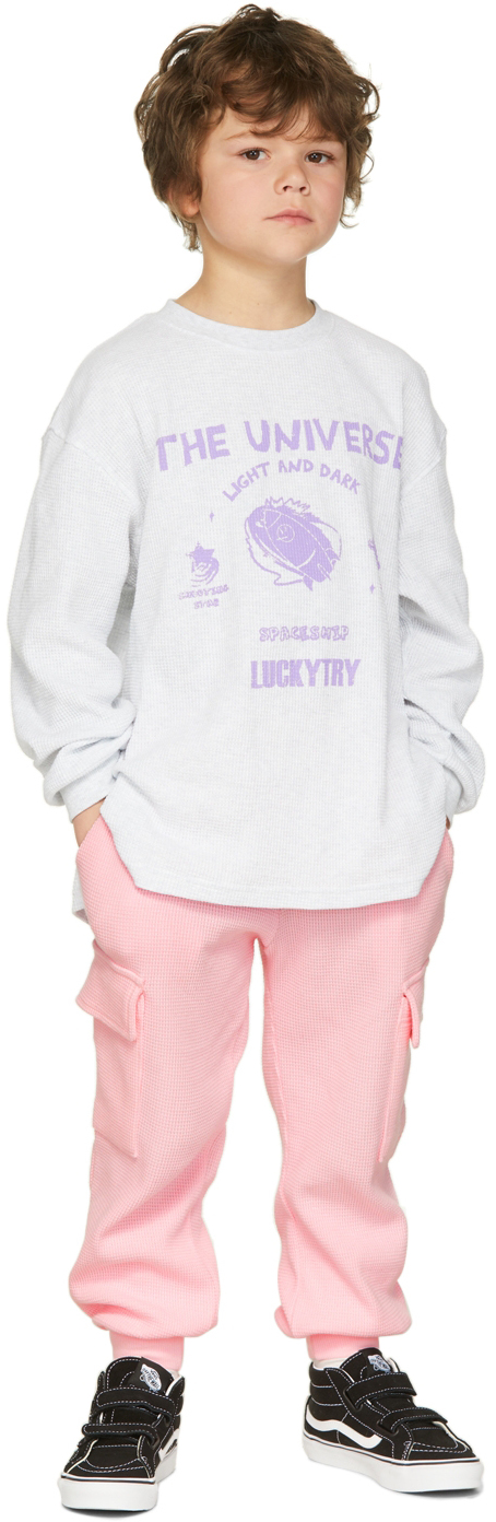 Luckytry Kids Pink Waffle Pocket Lounge Pants