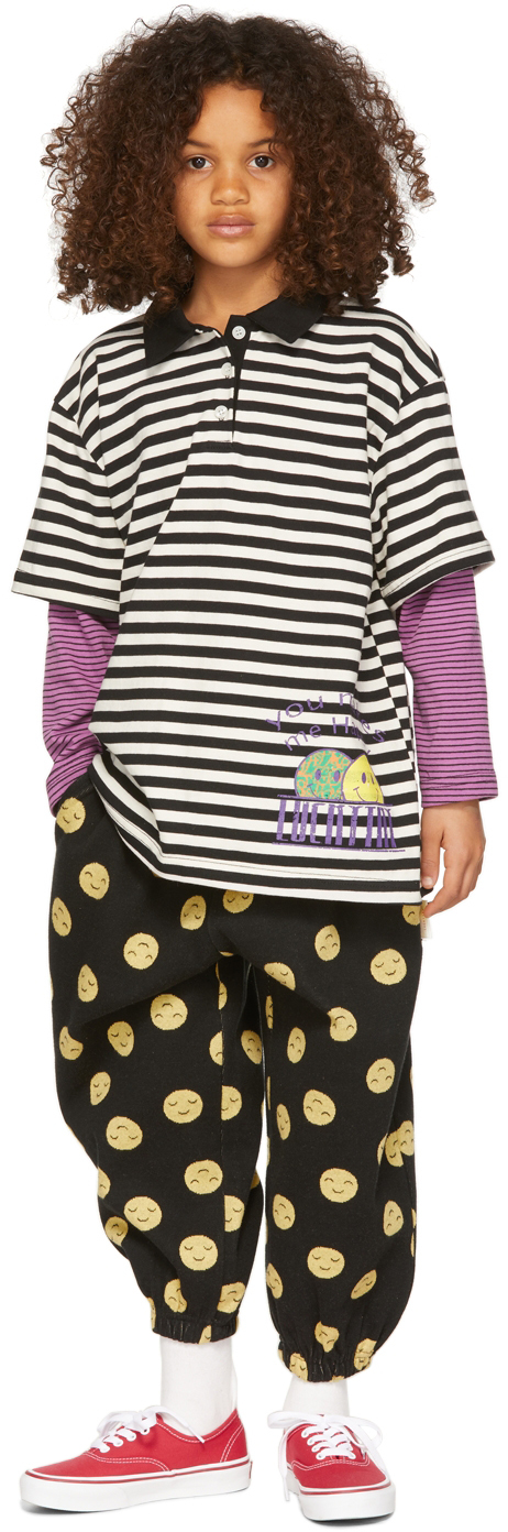 Luckytry Kids Black Small Smile Lounge Pants