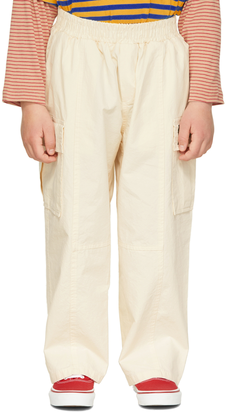 Luckytry Kids Off-white Basic Pocket Dart Trousers In Ivory