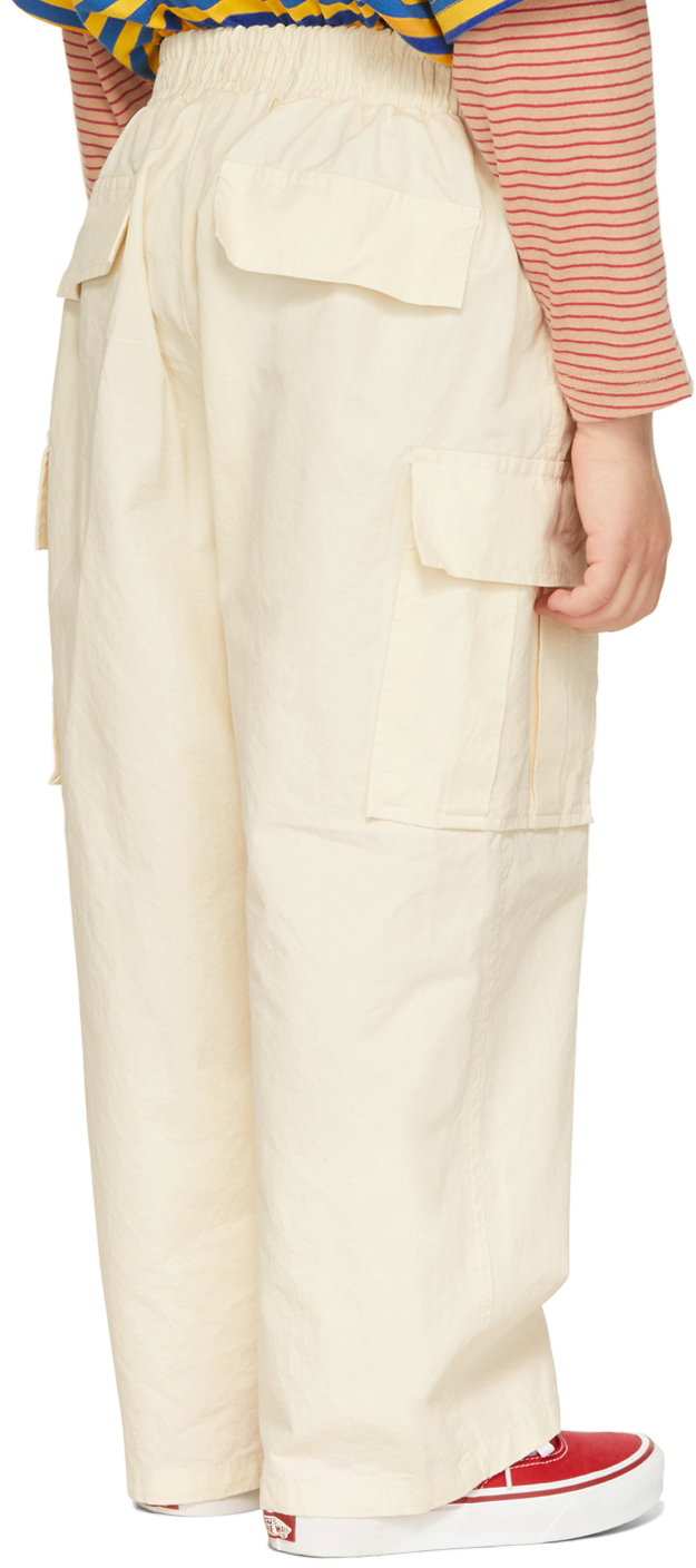 Luckytry Kids Off-white Basic Pocket Dart Trousers In Ivory
