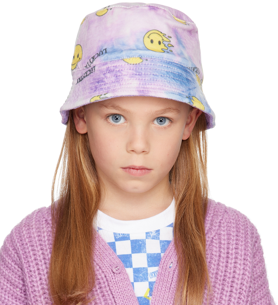 Luckytry Kids' キッズ｜パープル Smiley Beloa リバーシブル バケットハット In Pink