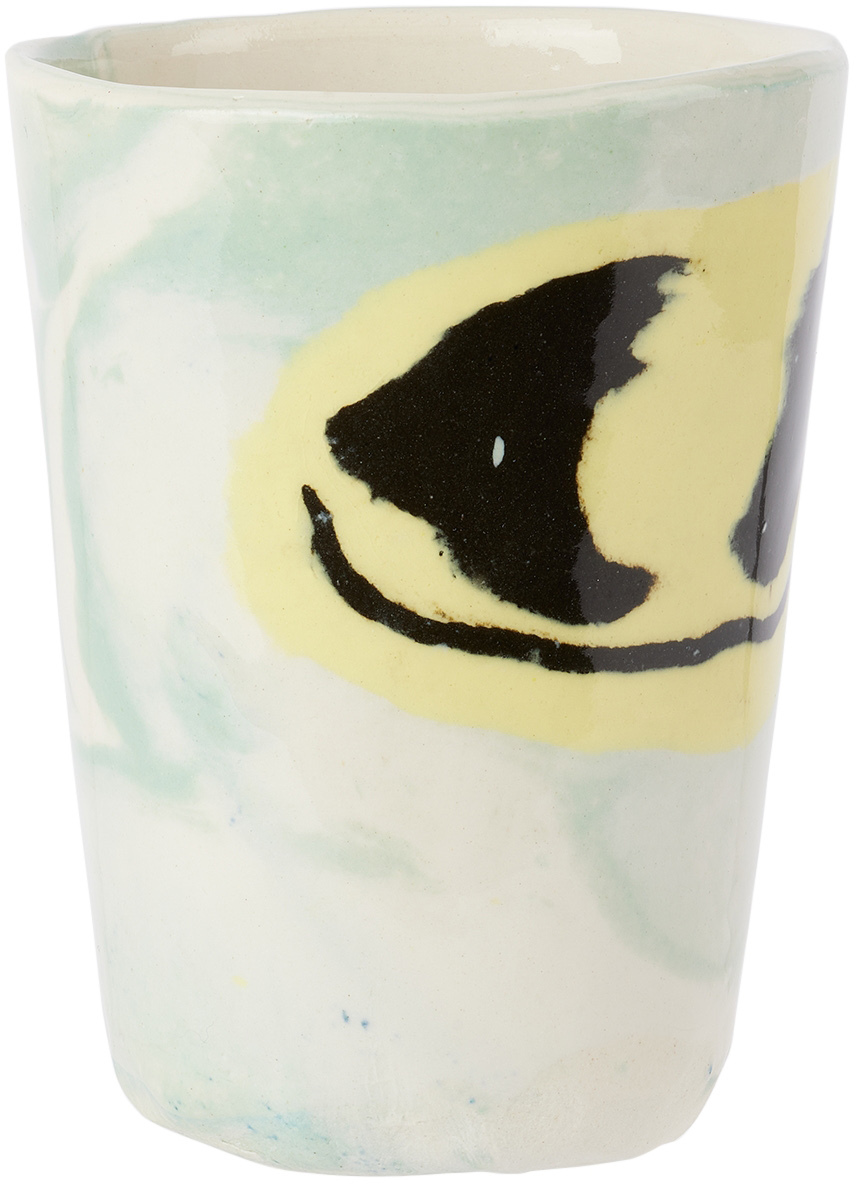 Dum Keramik Green & White One Smiley Mug In Green And White Marb