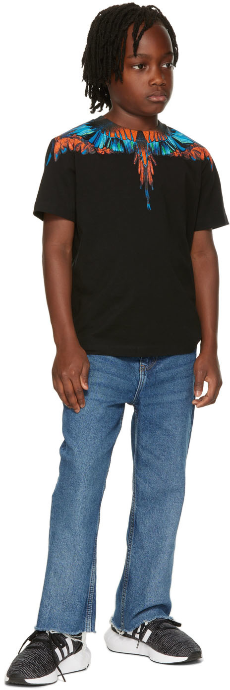 Marcelo Burlon County Of Milan Kids Black Wings T-shirt In Black
