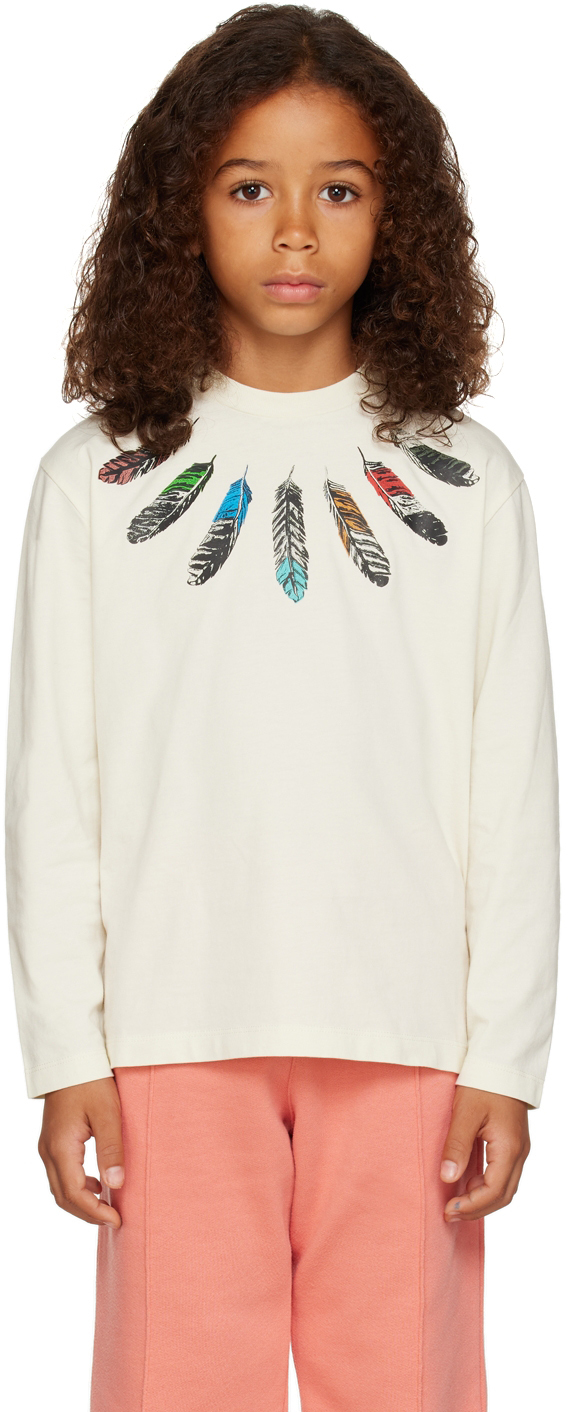 Marcelo Burlon County of Milan Kids Off-White Collar Feathers T-Shirt