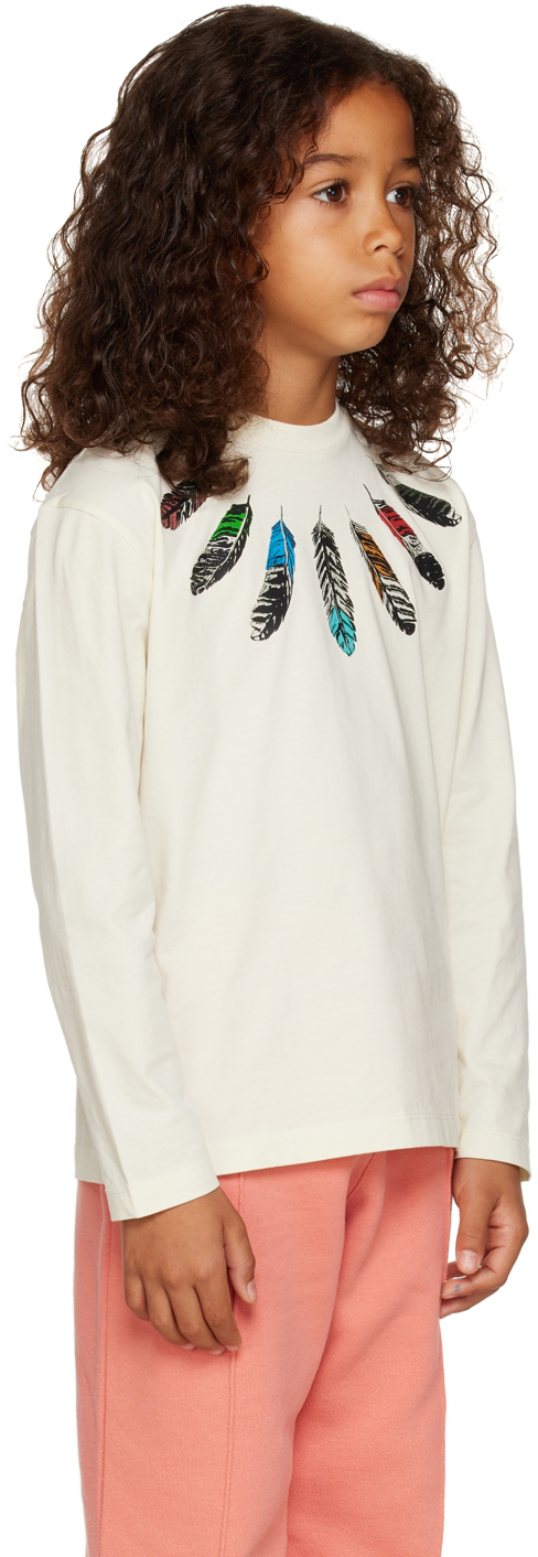 MARCELO BURLON COUNTY OF MILAN KIDS OFF-WHITE COLLAR FEATHERS T-SHIRT