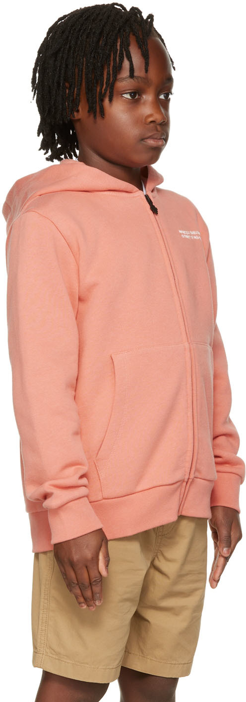 Marcelo Burlon County Of Milan Kids Orange Logo Print Zip Hoodie In Pink White