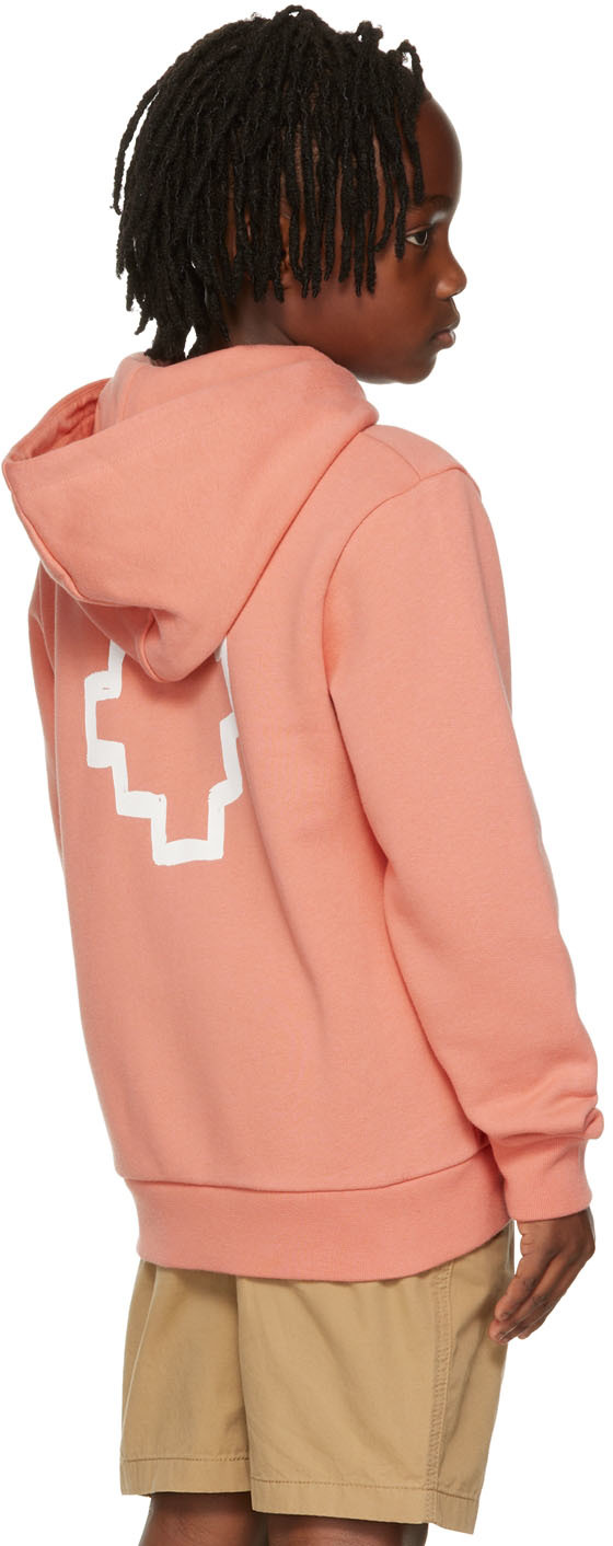 Marcelo Burlon County Of Milan Kids Orange Logo Print Zip Hoodie In Pink White
