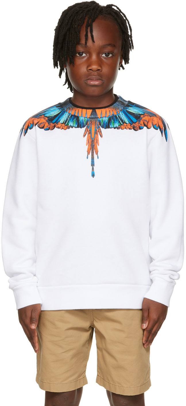 marcelo burlon county of milan kids white travel wings sweatshirt