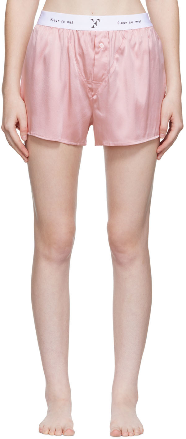 Fleur du Mal Pink Silk Boxer Boy Shorts