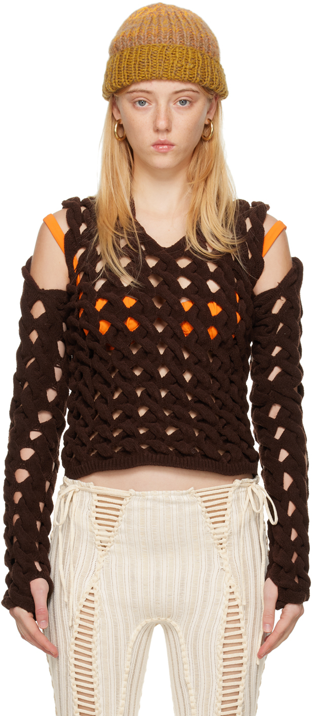 Isa Boulder SSENSE Exclusive Brown Fatcable Sweater