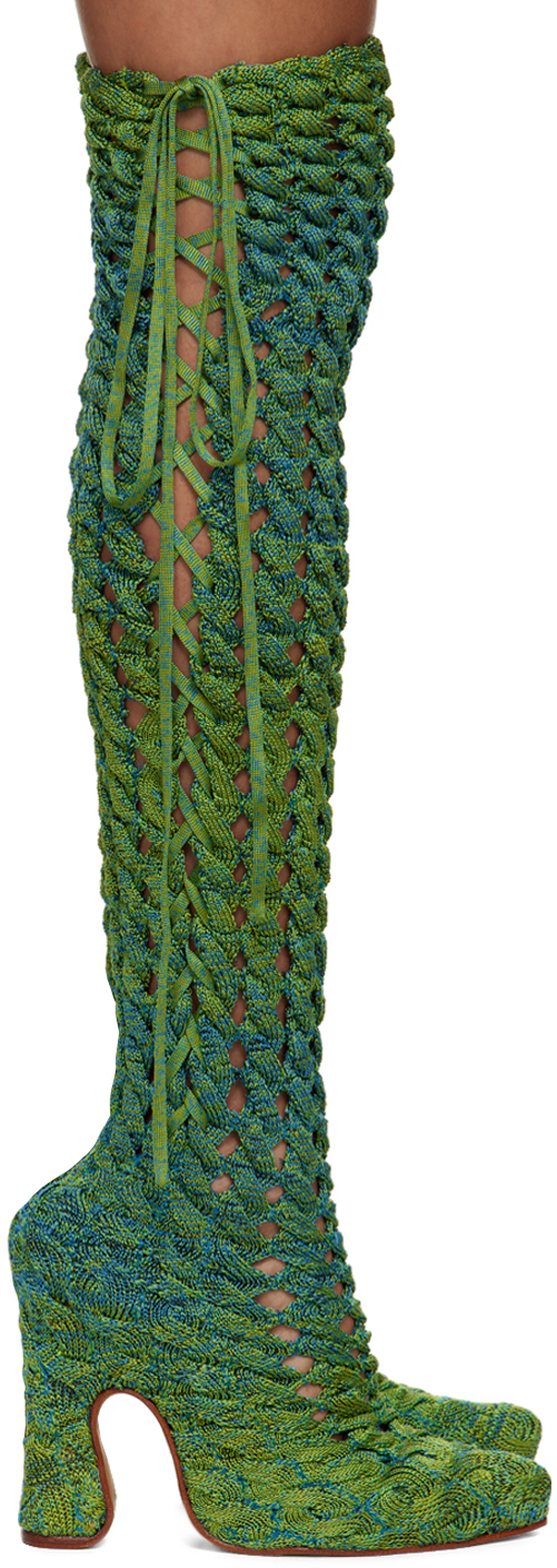 Isa Boulder SSENSE Exclusive Blue & Green Spiral Tall Boots