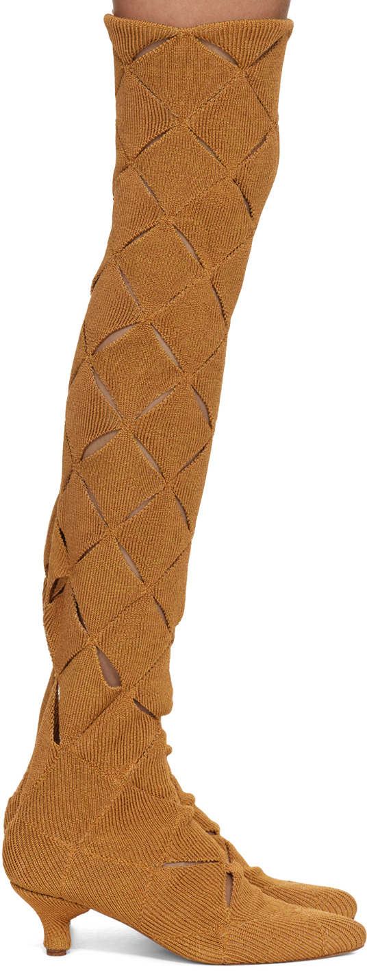 SSENSE Exclusive Orange Argyle Tall Boots