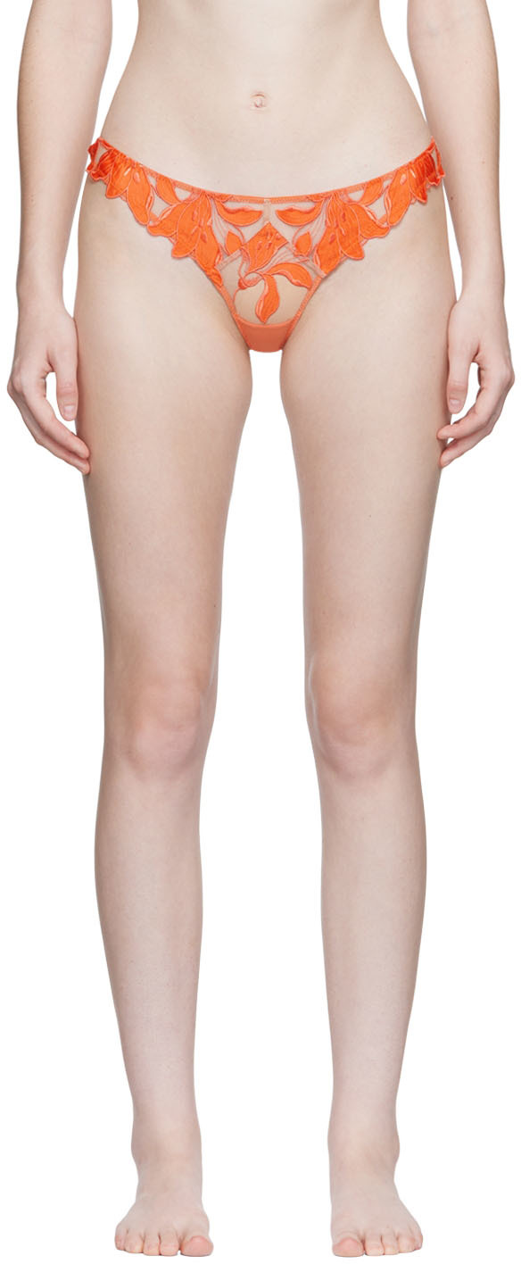 Fleur Du Mal Lily Lace-embroidered Garter Belt In 0728 Clementine
