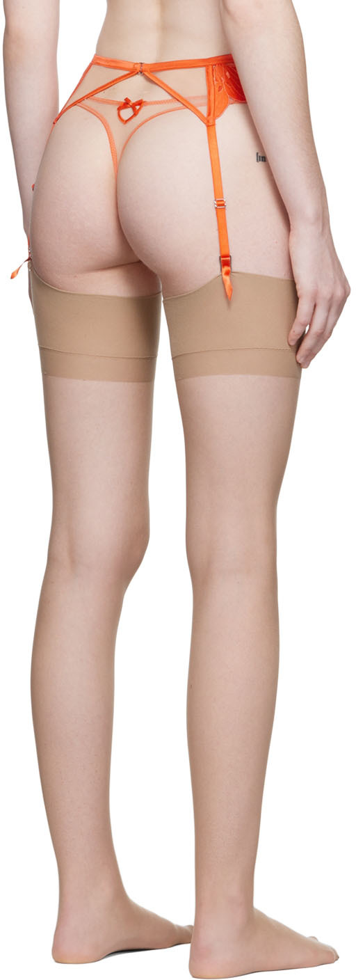 Fleur Du Mal Lily Lace-embroidered Garter Belt In 0728 Clementine