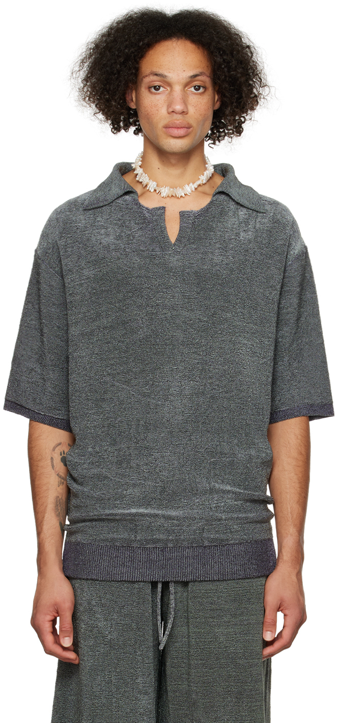 SSENSE Exclusive Gray & Purple Flashy Reversible Polo by Isa Boulder on ...