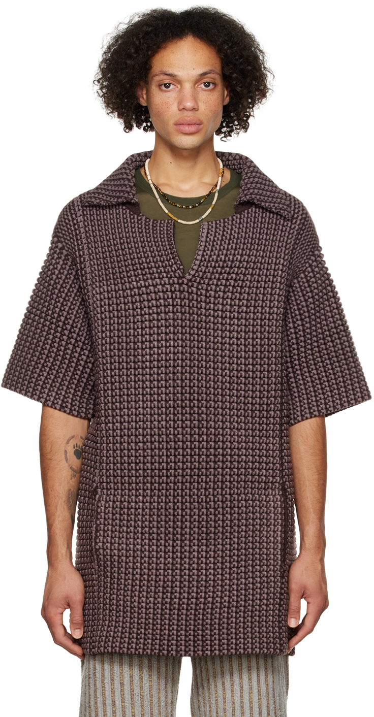 Isa Boulder SSENSE Exclusive Brown & Purple Peanut Patterned Polo