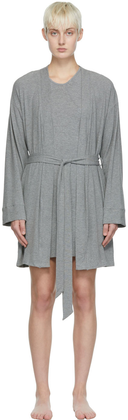 SKIMS Gray Soft Lounge Rib Short Robe
