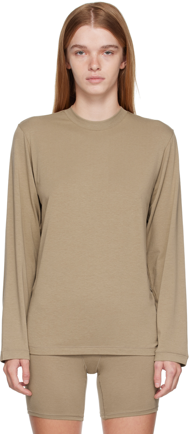 Taupe SKIMS Boyfriend Sleep Long Sleeve T-Shirt