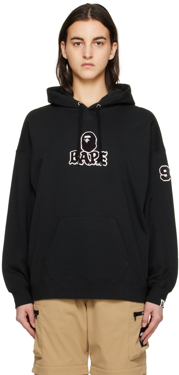 BAPE: Black Patched Oversized Hoodie | SSENSE