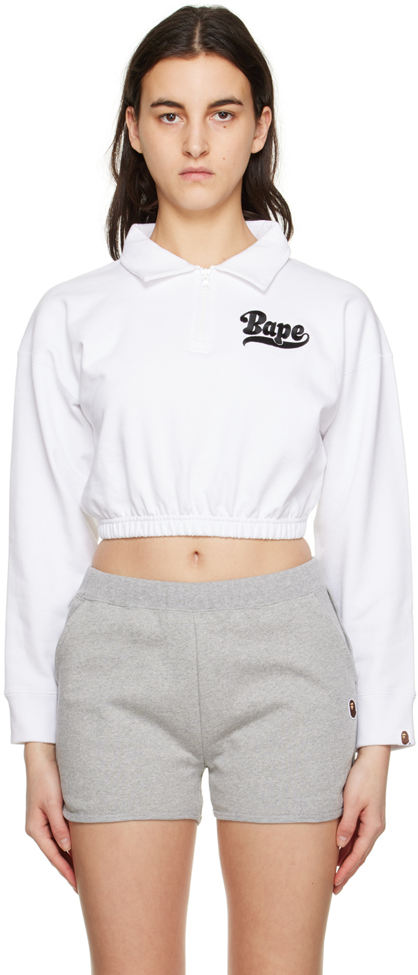 A Bathing Ape Womens Milo Knit Cropped Cardigan (ivory)