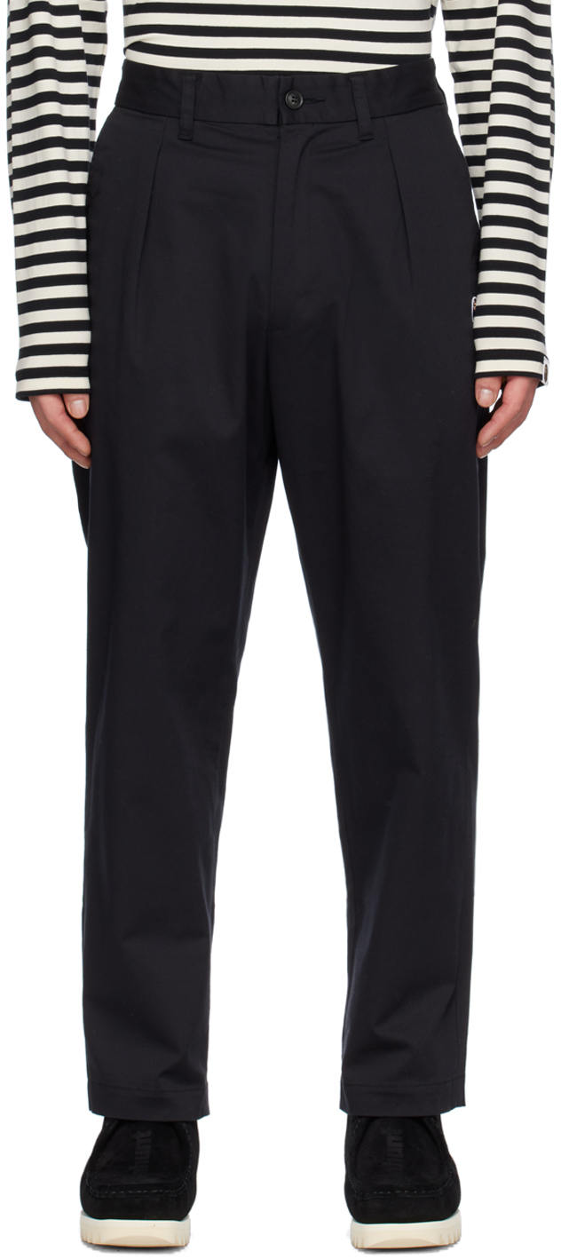 Black One Point Trousers by BAPE on Sale