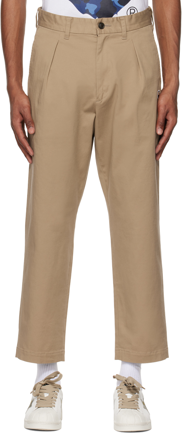 Beige One Point Trousers by BAPE on Sale