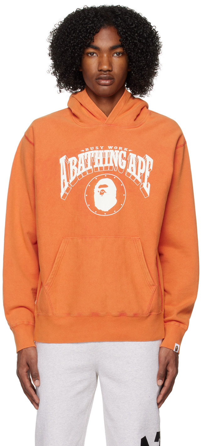 BAPE: Orange Washed Hoodie | SSENSE UK