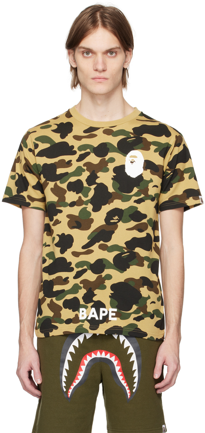 BAPE: Yellow 1st Camo T-Shirt | SSENSE