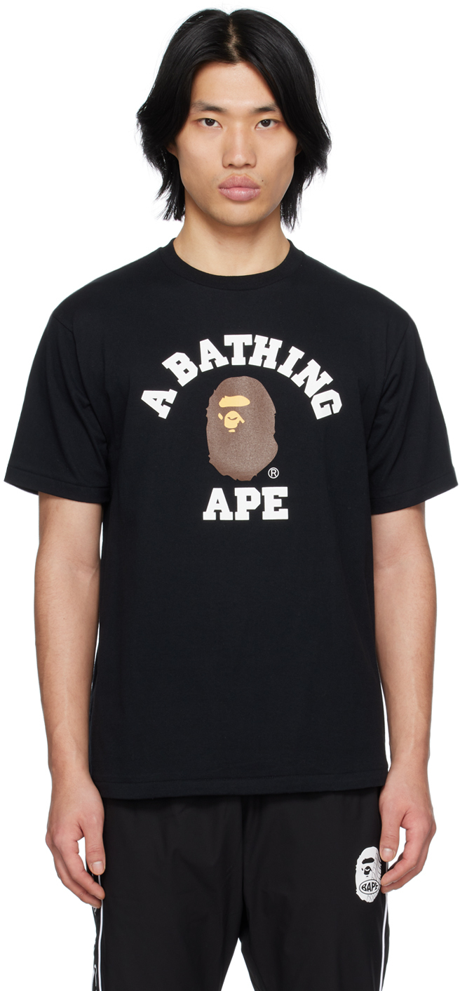 Black College T-Shirt by BAPE on Sale