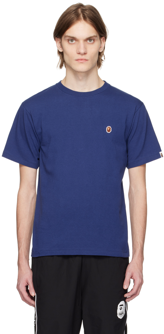 BAPE: Navy Head One Point T-Shirt | SSENSE