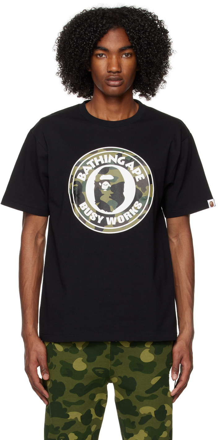 BAPE Black 1st Camo Busy Works T Shirt SSENSE