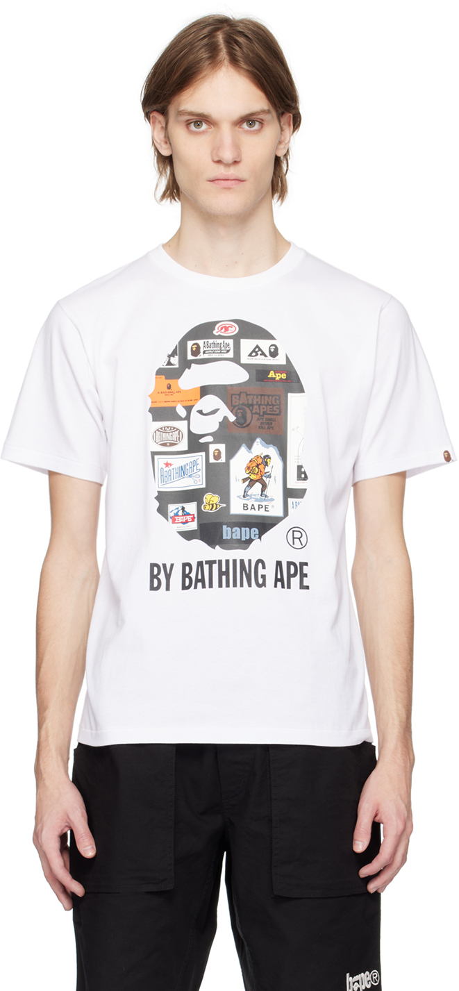 White Multi Label T-Shirt by BAPE on Sale