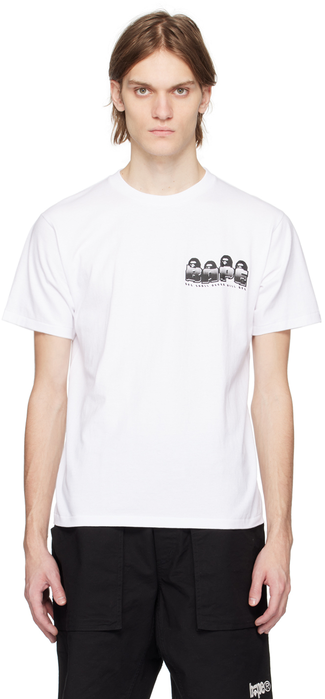 BAPE: White Distortion T-Shirt | SSENSE