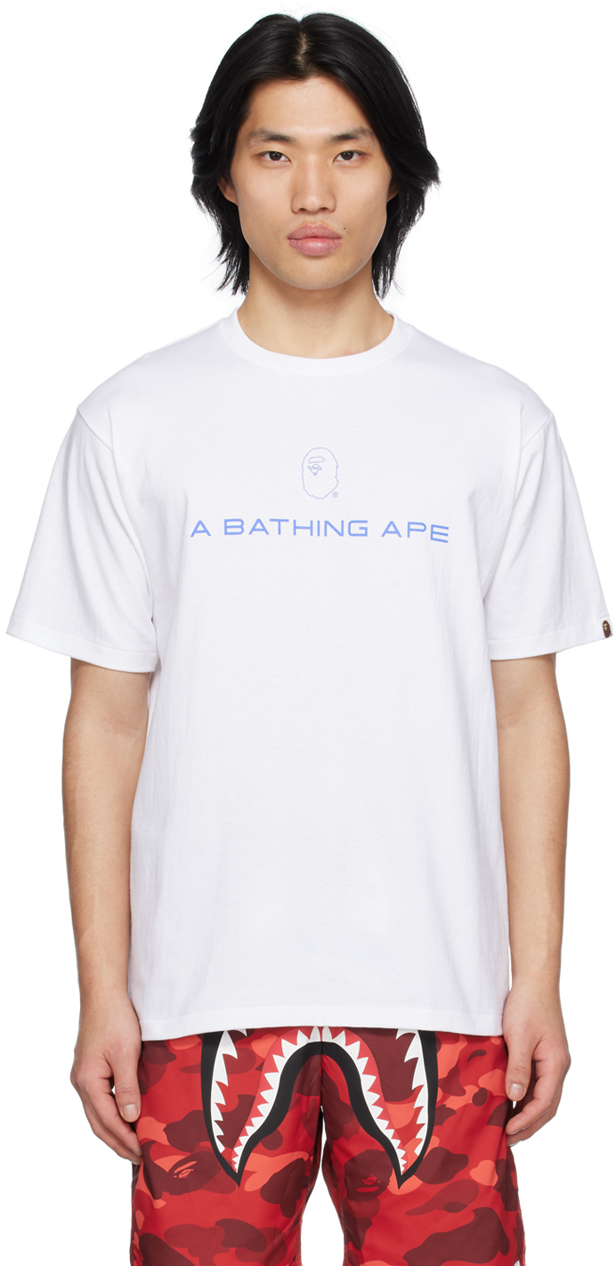 BAPE: White Printed T-Shirt | SSENSE