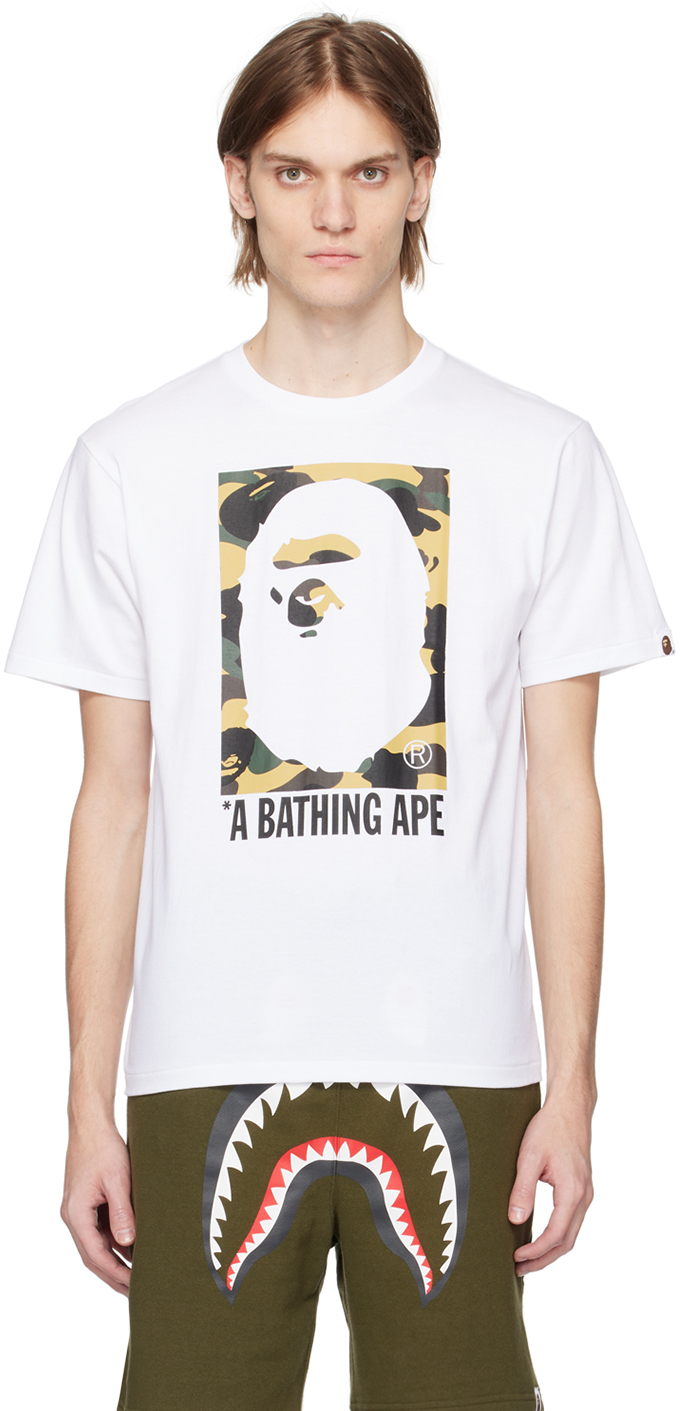BAPE: White Box Ape Head T-Shirt | SSENSE