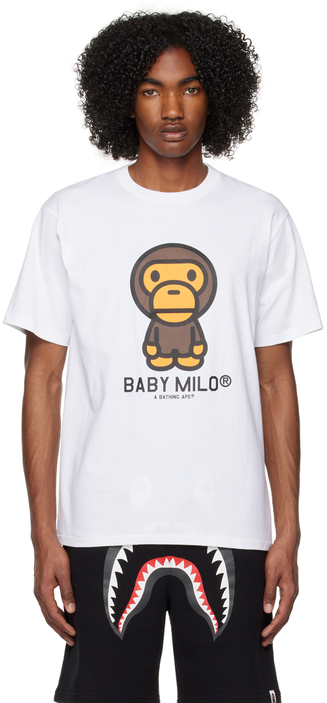 BAPE: White Baby Milo T-Shirt | SSENSE UK