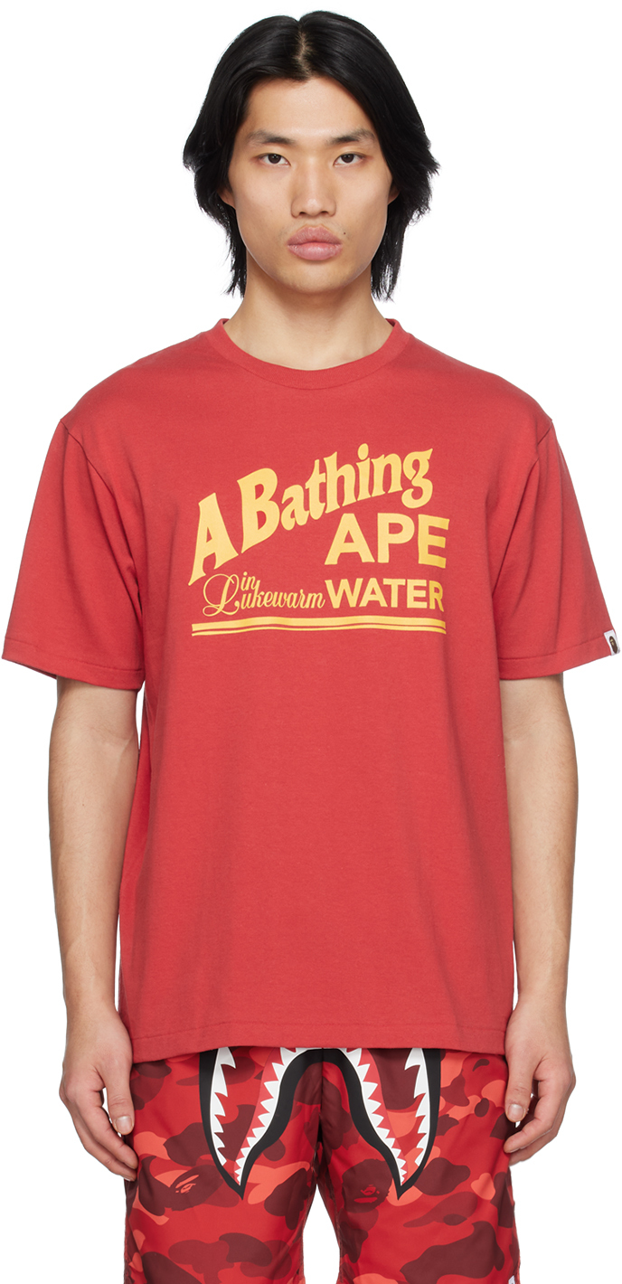 BAPE RED PRINTED T-SHIRT