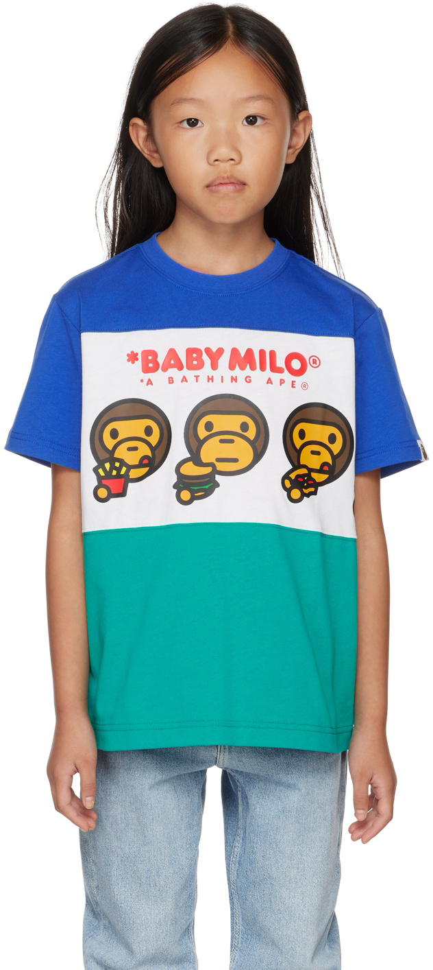 Bape Kids Blue & Green Baby Milo Junk Food T-shirt
