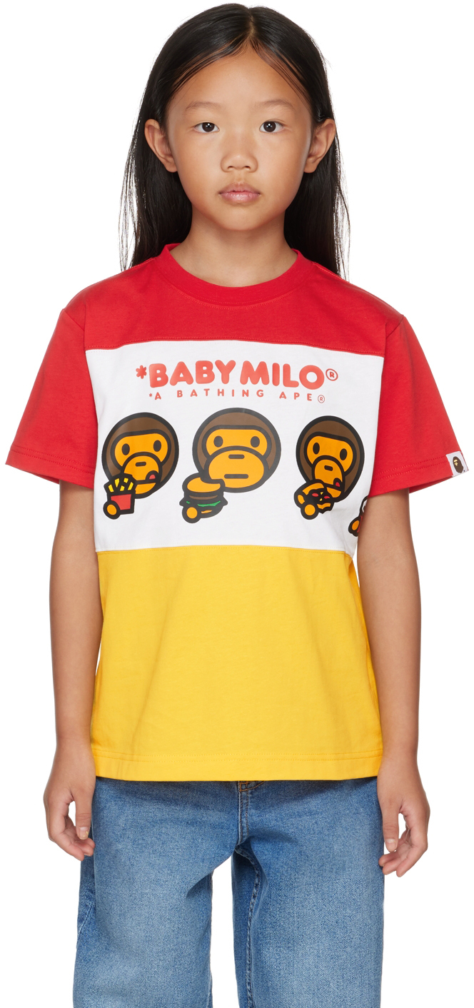 BAPE Kids Red & Yellow Baby Milo Junk Food T-Shirt